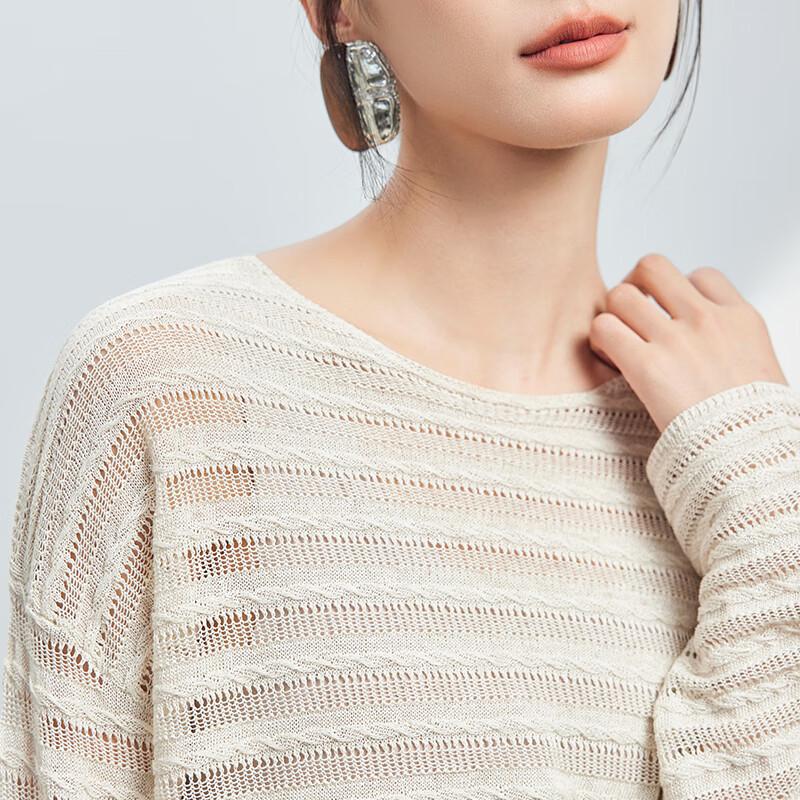 JOY SPEAKER Women's Round Neck Cutout Knit Sweater