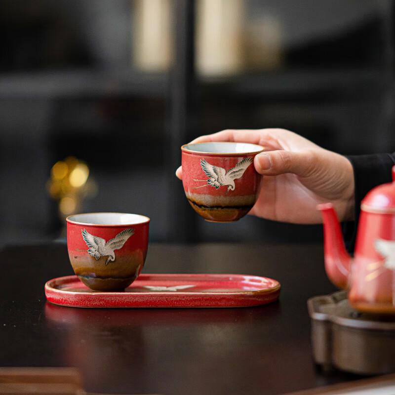 Sushih Palace Wall Red Ceramic Gongfu Tea Set