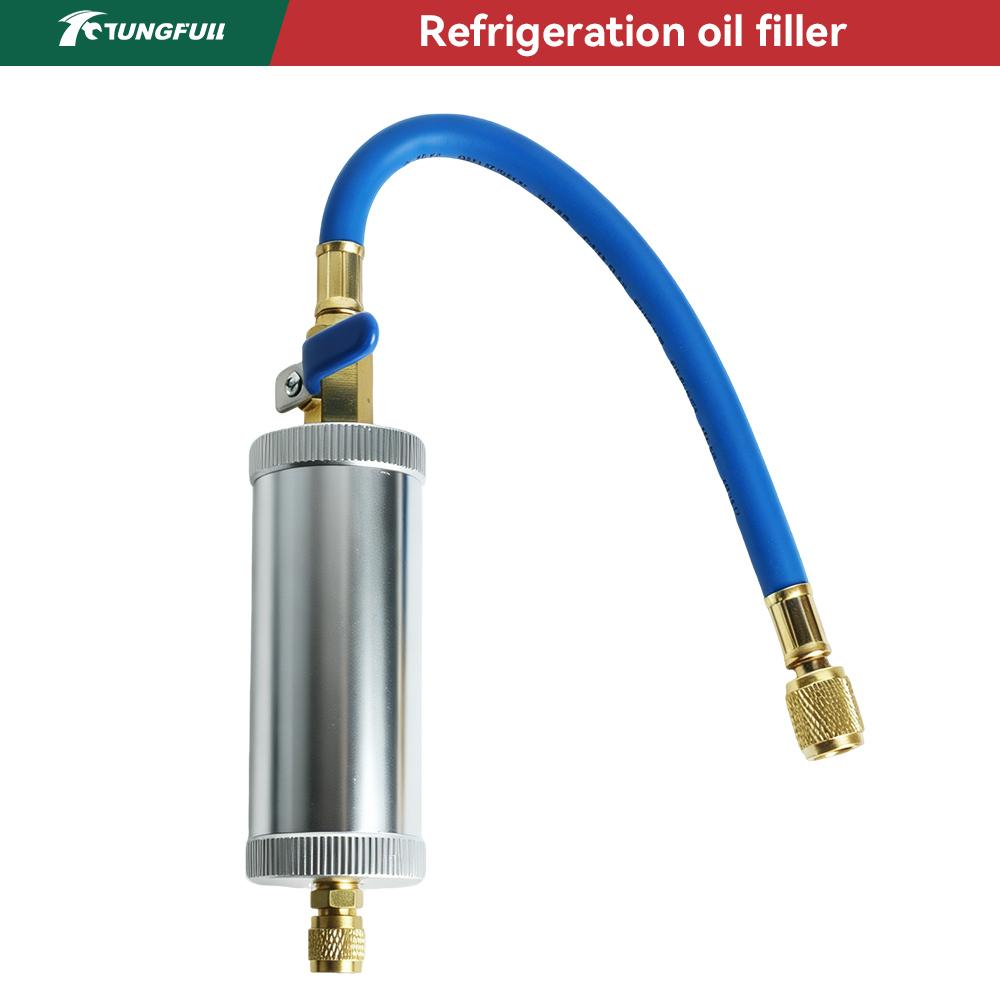 AC Oil Injector Kit 1/4" SAE Connector Refrigeration Oil Filler For Automotive R12 R22 Refrigerant System Maintenance Tool
