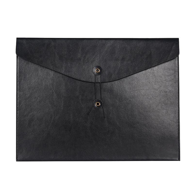 A4 Leather File Bag - Large Capacity Vertical/Horizontal Office Storage for Contracts, Receipts, Tablets, and Documents.