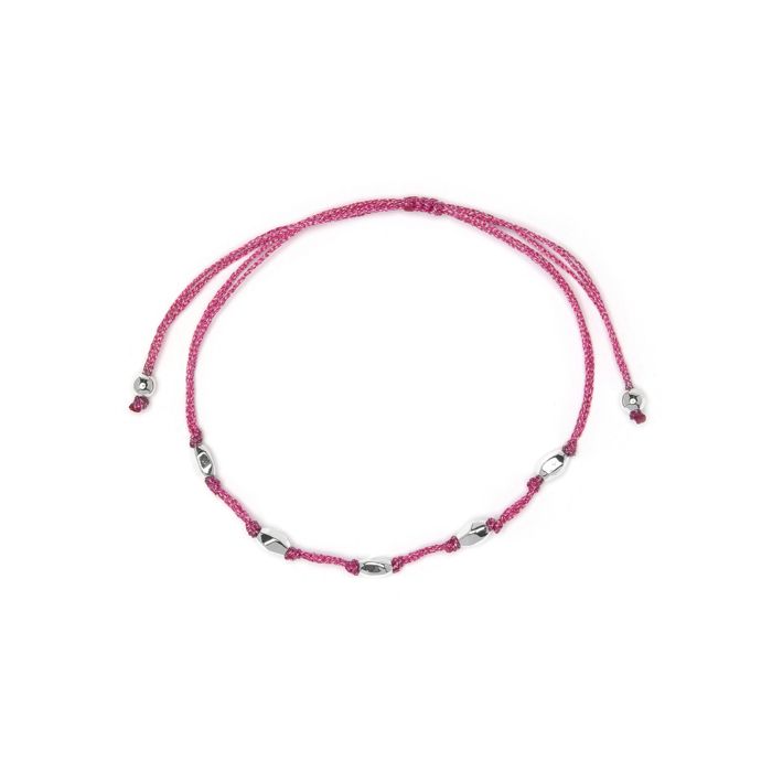 Bracelet Luxenter en coton rose avec finition en argent sterling 925 - Buawe
