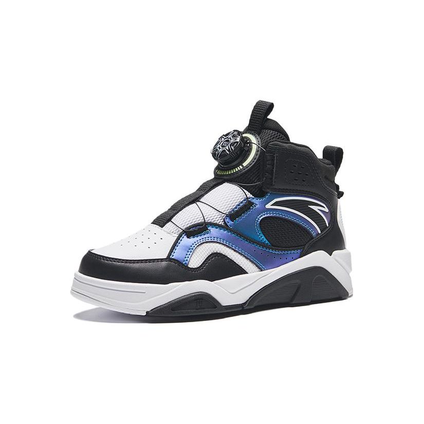 Anta Kids Round Head Knob Wear-Resistant Shock Absorption High-Top Skate Shoes Kids Skate Shoes Black Blue 312318008H-6