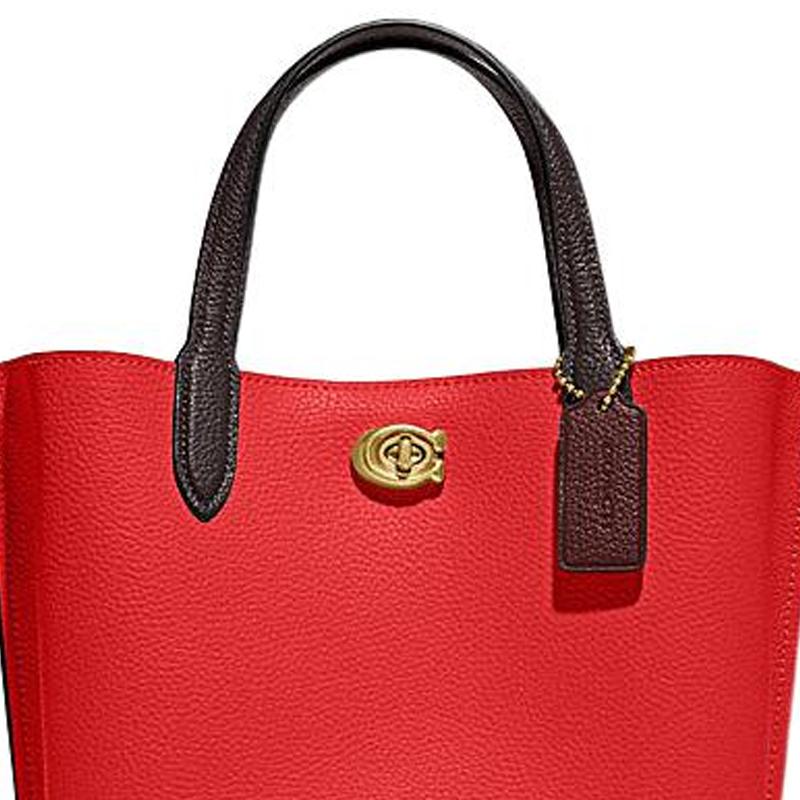 New COACH Willow Split Cow Leather Tote Bag, Shopping Bag, Shoulder Bag, Crossbody Bag, Handbag Medium Size Women's Red C8561-B4PJ6
