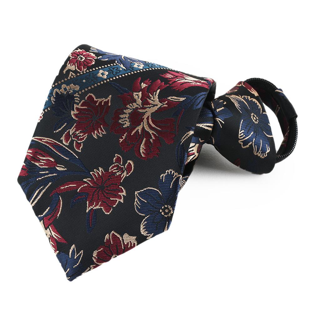 Lazy Tie Men'S Business Dress Wedding Shirt Zipper Knot-Free Navy Blue Burgundy Easily Pulled Men