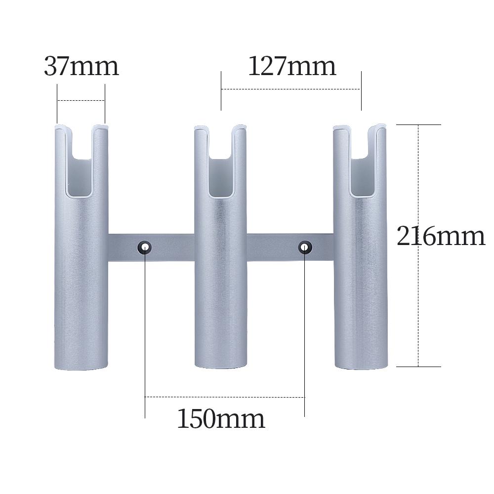 Aluminum Alloy Fishing Rod Holder, 3 Link Wall-Mounted Pod Rack for Marine Boat, Yacht, Camper, RV, 3 Tube