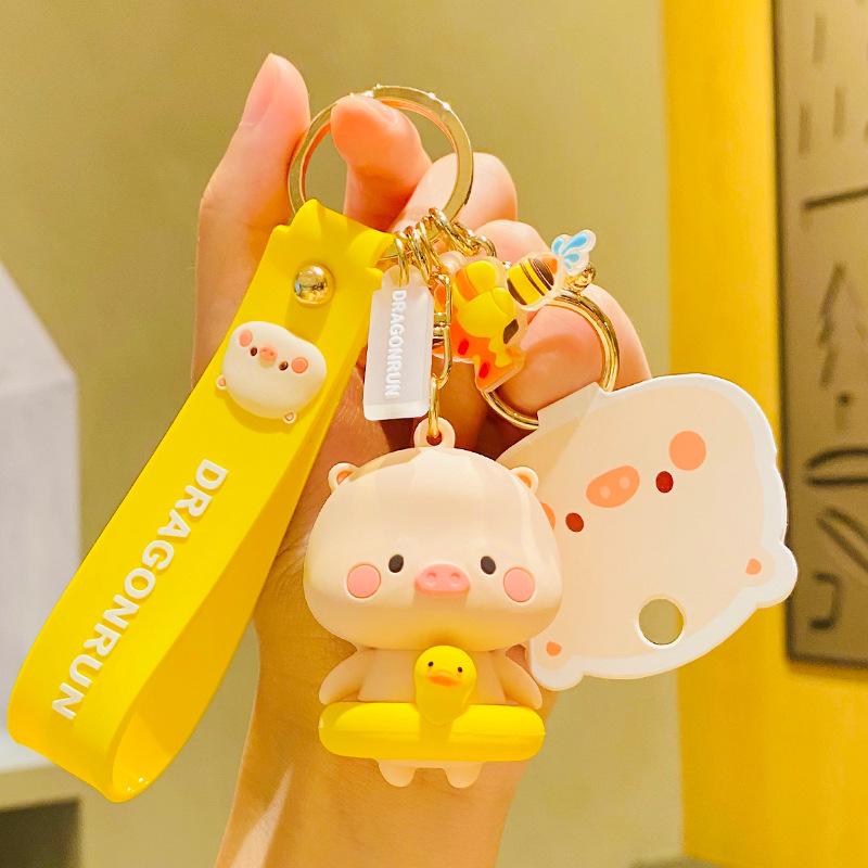 Cute Pig Keychain for Women: Couple Backpack Pendant & Electric Car Charm
