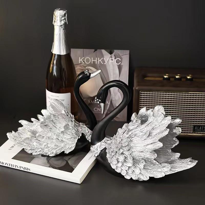 Elegant Resin Swan Couple Decor Living Room TV Cabinet Bar Shelf Luxury Home Decoration Gift