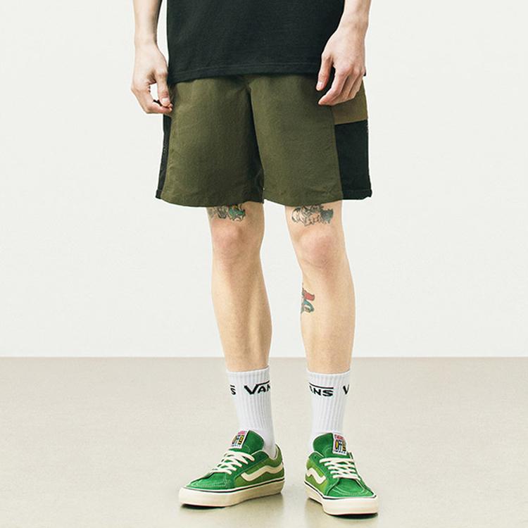 Vans Color Block Patchwork Cargo Shorts Men Shorts Army-Green VN0A54E8ZD8