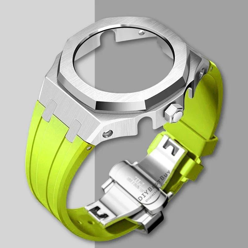 Ny Gen5 Casioak-fodral i rostfritt stål för G-Shock GA2100 Mod-kit Modifieringssats Metallram gummiband för GA2110 GAB2100