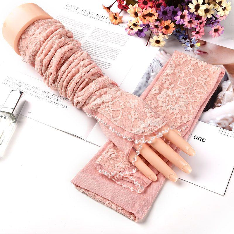 

Женский Инстаграм Длинные Простые Кружевные Рукава Pink Dot Lace All yards