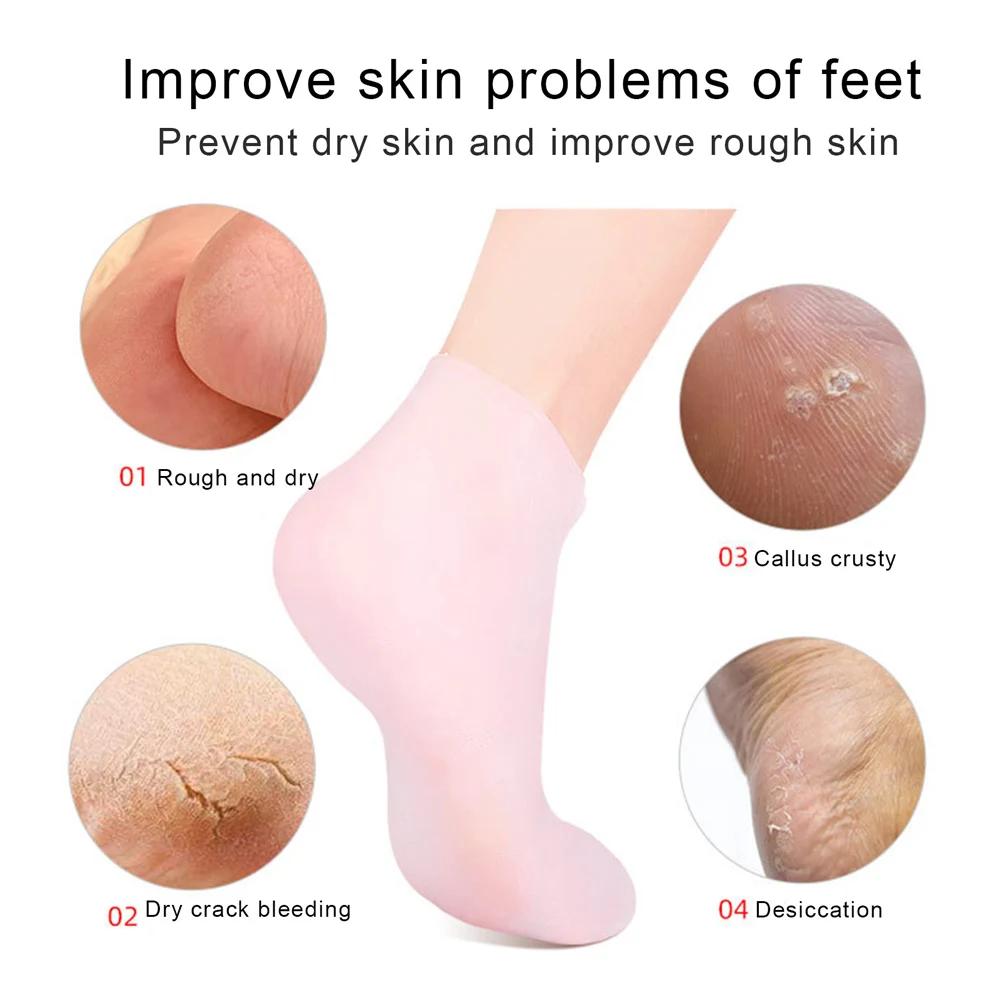 Silicone Feet Care Socks Full Length Moisturizing Gel Heel Socks Remove Cracked Cutin Non Slip Foot Skin Care Protector