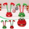 Sequins Stuffed Legs Xmas Decor Stripped Bendable Desktop Ornament  Home Xmas Decor