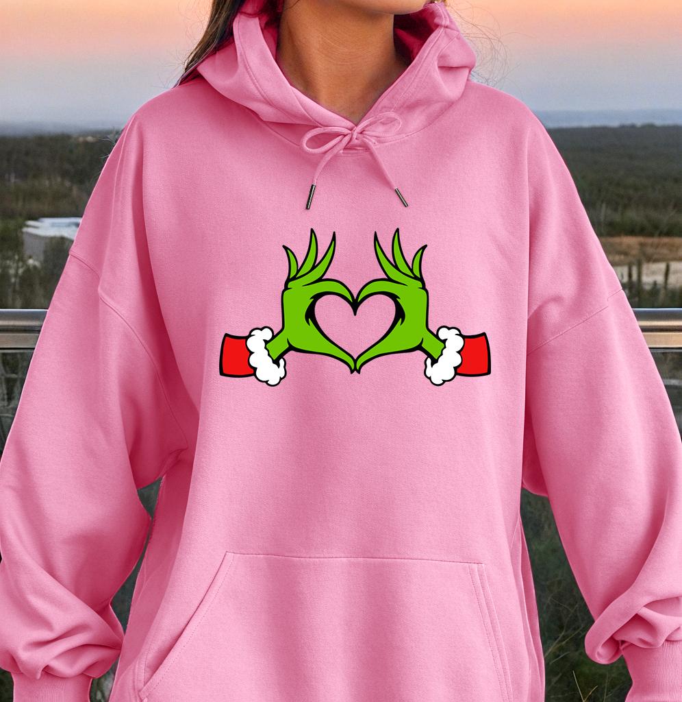 Green Haired Monsters Gestures Are Better Than Love Hoodie Woman Grinch Hoodies Warm Fleece Fur-Liner Women Hoody Casual tops