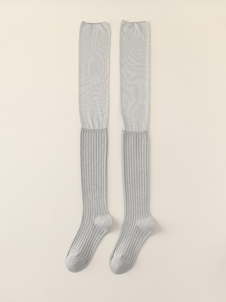 Silver Silk Splicing Knee Stacking Socks Children'S Autumn And Winter Warm Long Tube Socks Ins Trendy Fashion Curling Non-Slip Cotton Socks
