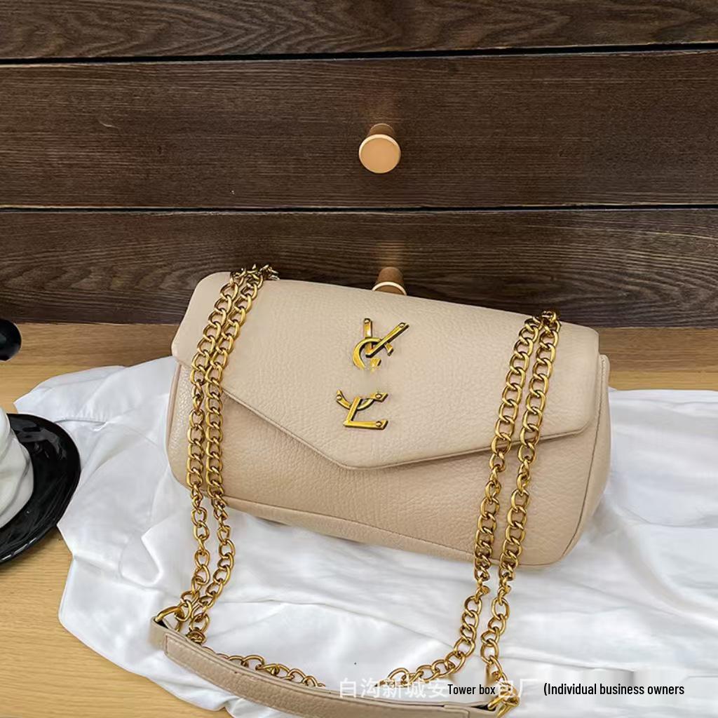 2025 Trendy Solid Color Texture Chain Shoulder Bag for Women