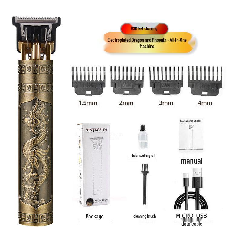 Professional Electric Hair Clipper for Barbers & Home: Precision Carving, Slicked Back Styles, Bald Head Trim.