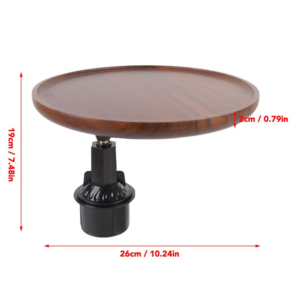 Cup Holder Eating Tray Table Easy Installation 360° Rotating Stable  Wooden Car Cup Holder Tray for Most Cup Holders