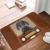 Tappeto Rettangolare con Stampa Bassotto Vintage Cane Animale Domestico Carino Tappetino Decorazione Casa in Denim Tappeto Antiscivolo per Pavimento Zerbino Ingresso Design Radio