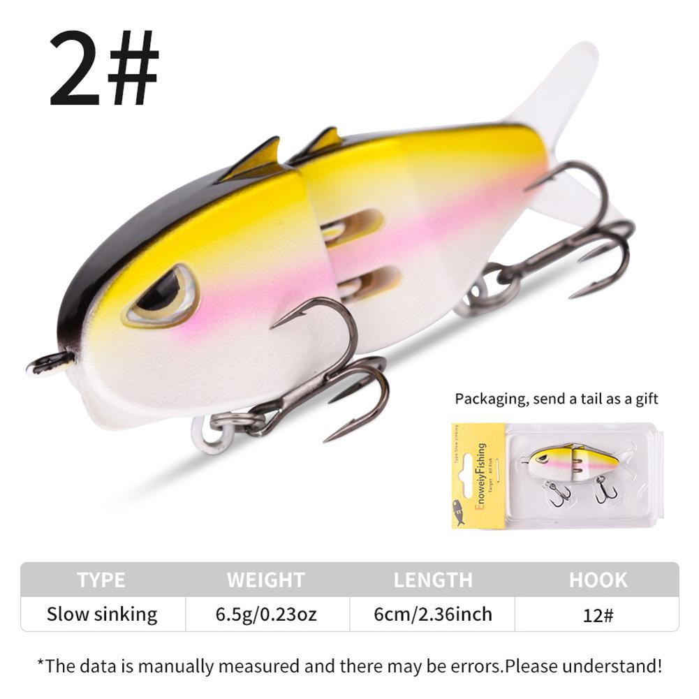 Realistic Fishing Lures 2 Joint Fishing Swimbait Colorful Mini Double Hook Swim Bait for Trout Freshwater Saltwater Fishing Gear