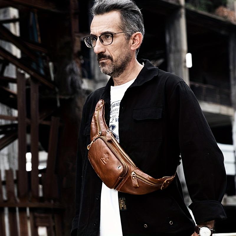 Valódi bőr kültéri Fanny táska deréktáska férfiaknak Utazási Túrázás Futó Deréktáska Mobiltáska Pénztártáska