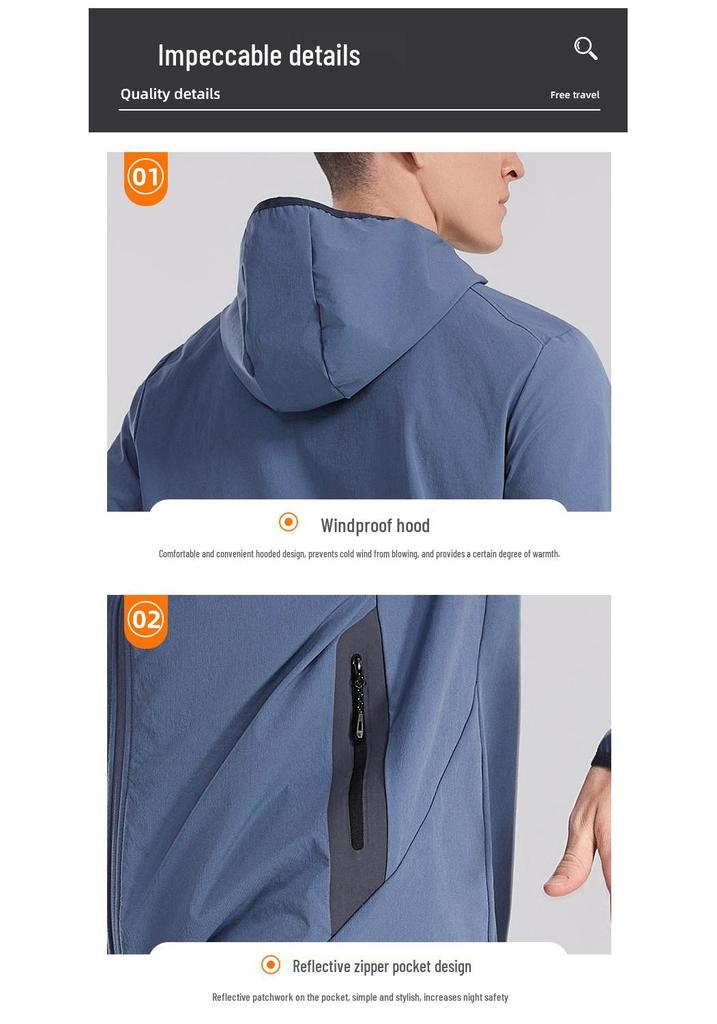 Men's Quick-Dry Running Suit: Spring/Summer Jacket with Printed LOGO for Fitness and Morning Runs