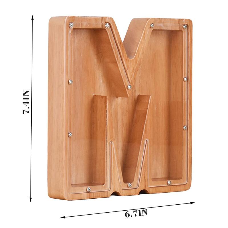 Creative Wooden Piggy Bank Twenty-Six Letter Coin Money Saving Box Storage Customized Name Wood DIY Letter Kids Money Bank Gift