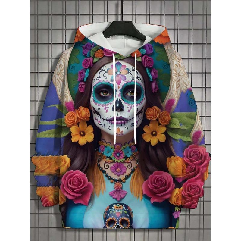 Fashion Women's Hoodie for Girls Autumn New Men's Long Sleeve Tops Sexy Girls Clothes Horror Undead Skull Pattern Unisex Tops