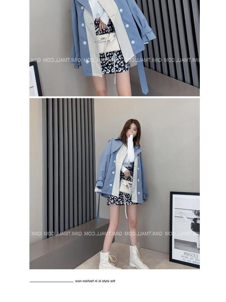 Design Sense British Style Women’s Trench Coat: Spring/Autumn, Versatile Mid-Length Tie-Waist Outerwear for Petite, Stylish Students.