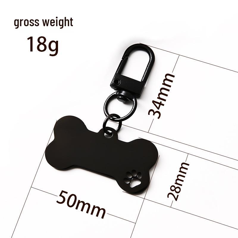 Hollow Pet Pendant Keychain with Metal Buckle - Customizable Bone Dog Tag for Engraving