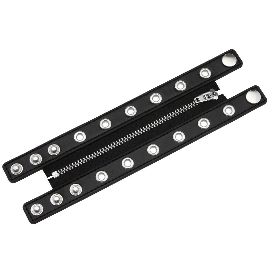 Punk-Stil Breites Lederarmband mit Nieten und funktionierendem Reißverschluss für edgy Modeaccessoires
