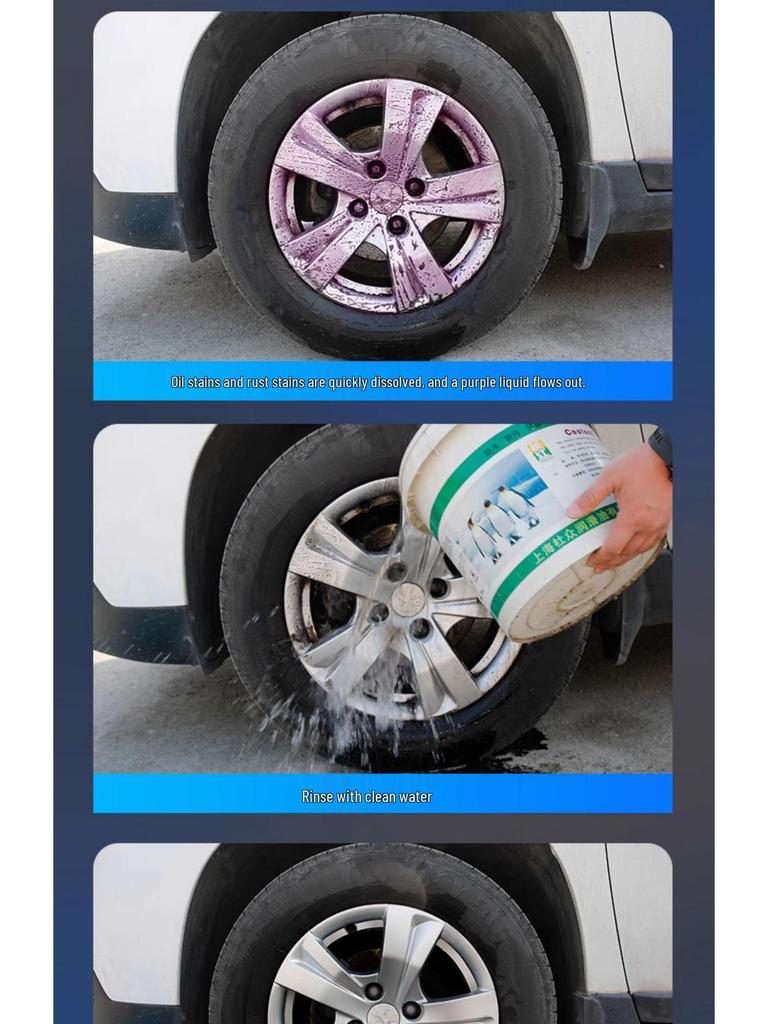 Środek do czyszczenia felg i kół samochodowych z proszkiem żelaznym usuwającym rdzę: Idealny do czyszczenia kół, opon, felg stalowych i stopów aluminium.