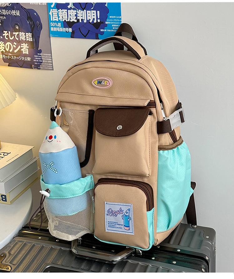 

School bag junior high school girls high value niche middle school students high school students college students fashion new fashion backpack Single Pack хаки
