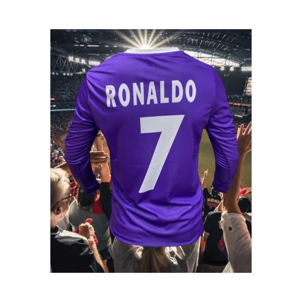 Tricou retro Ronaldo violet cu mânecă lungă
