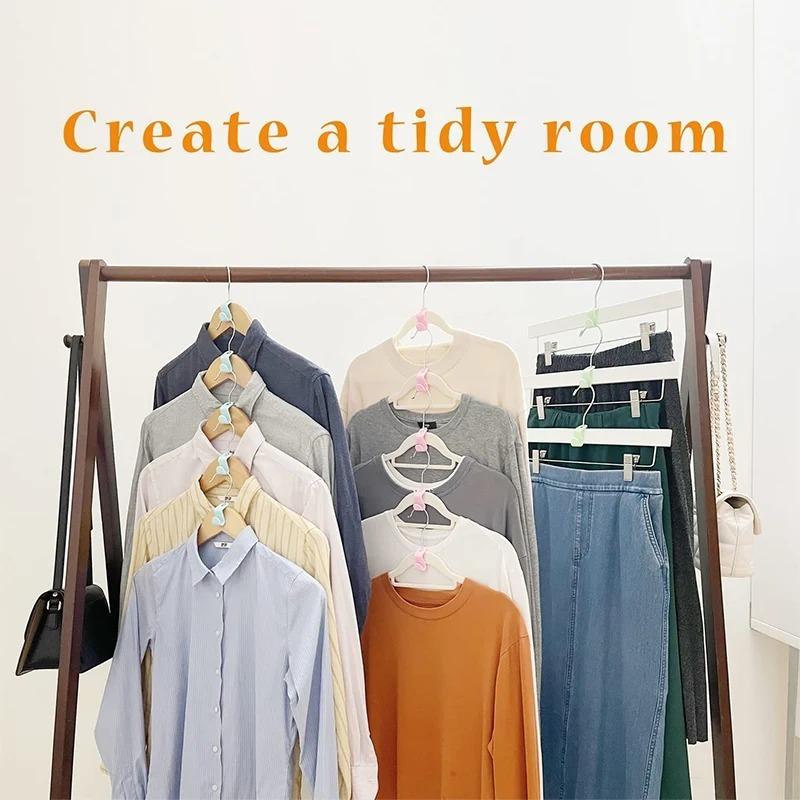 60Pcs Clothes Hanger Connector Hooks Space Saving Hanger Extender Closet Organizer Plastic Extender Clips Wardrobe Coat Shirt