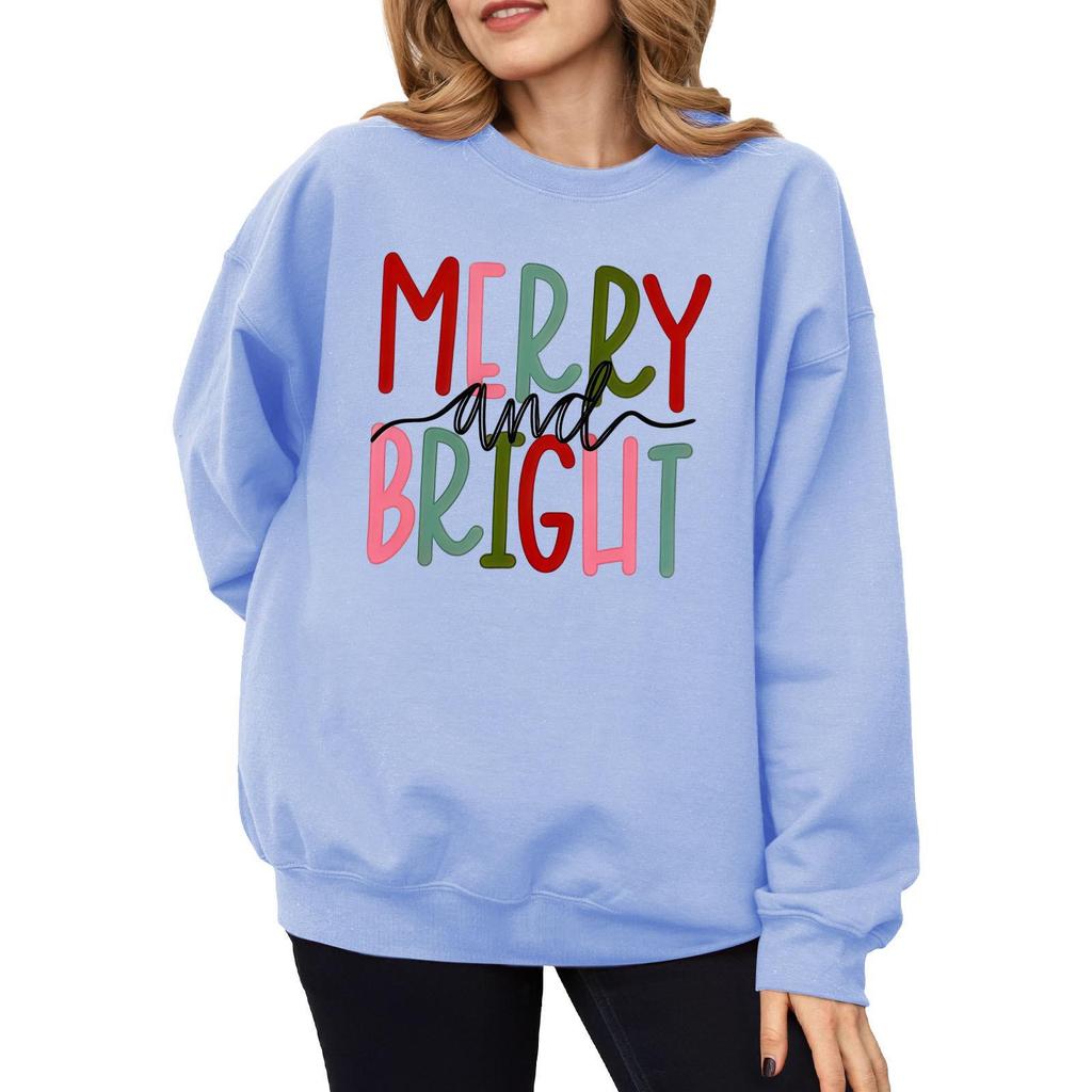 2025 Autumn/Winter Women's Trendy Christmas Casual Round Neck Printed Hoodie