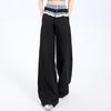 Plaid Patchwork Lace Double Waistband Wide-Leg Pants for Women - New 2025 Spring/Autumn Casual Long Pants