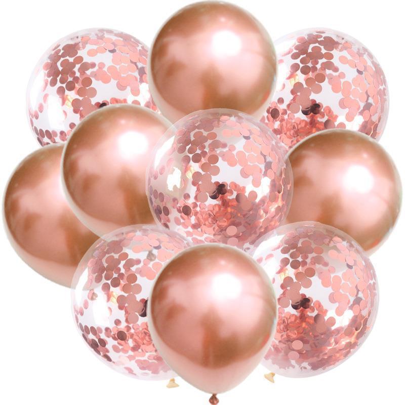 Birthday & Ceremony Decoration Balloon Set: Metallic Sequins, Table & Ground Floating Balloons.