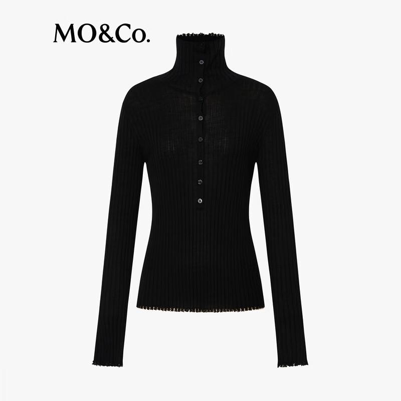 MO&Co. Women's Merino Wool Half-Zip High-Neck Sweater