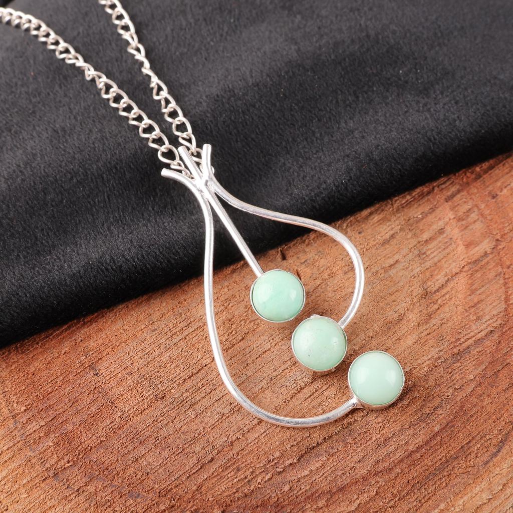 Amazonite 925 Sterling Silver Pendant, Top Quality Gemstone Pendant, Silver Chain Pendant Handmade Jewelry, Anniversary Gift