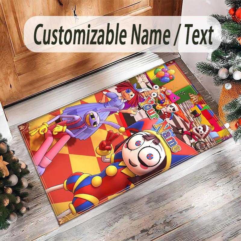 Personalized Crystal Velvet Carpet Custom Name Text,The Amazing Digital Circus Anti Slip Area Rug For Home Decoration