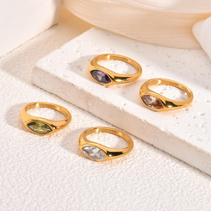 Minimalist Design Personalized Fashion Ring 18K Gold Zircon Women's Ring High-end Jewelry
