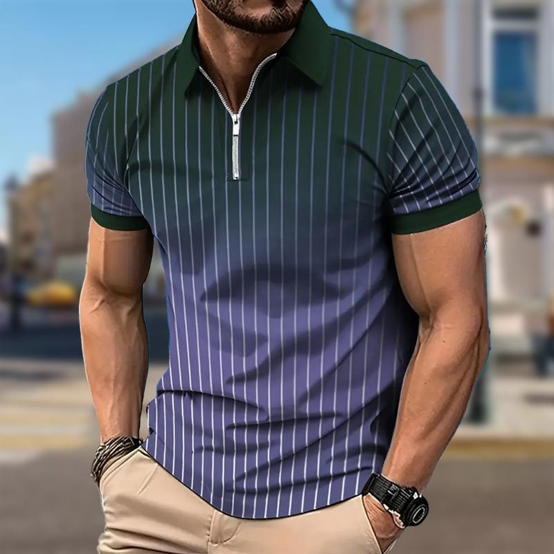 Men's Shirt Polo Casual Zip Short Sleeve Fashion Casual Zipper Summer Spring Regular Fit Aurora 3D Print Shirt