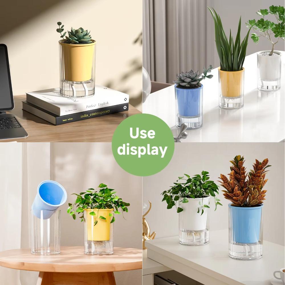 Boho Style Self Watering Flowerpot Transparent Transparent Cylinder Vase Succulents