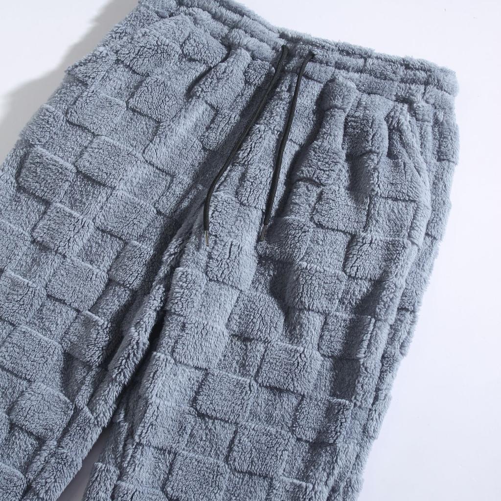 Men's Plush Warm Pants Fluffy Soft Fleece Pant with Pockets Fuzzy Lounge Bottoms for Men Casual Cozy Winter Workout Loose Fit Drawstring Sweatpants
