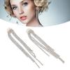 2pcs Arc Linear Rhinestones Dangle Earrings Women Alloy Exquisite Fashionable   Tassel Earrings Jewelry
