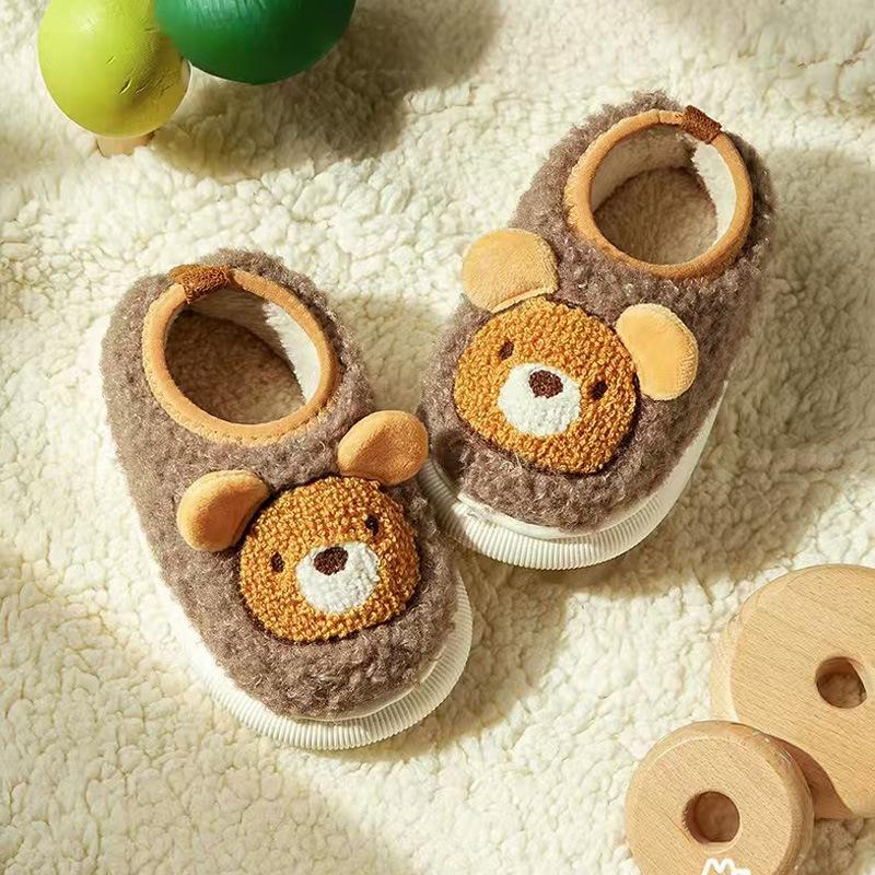 Barnas varme bomullssko med hæl Vinterhjemmesko