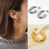 CARLIDANA Trendy Jewelry Earrings Waterproof Hypoallergenic C-shaped 18K Gold Plated Stainless Steel Hoop Earrings for Women