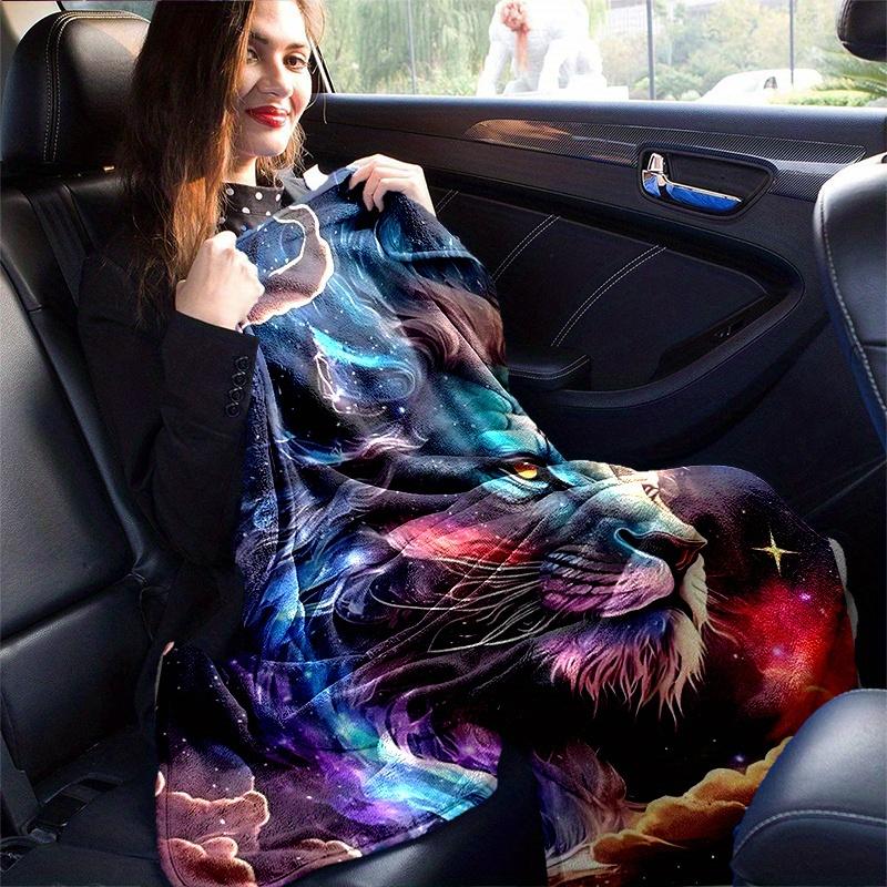 1pc Colorful Galactic Lion Blanket  Seasonal Home Decorative Throw for Room, Living Room, Travel, Camping, Car Blankets