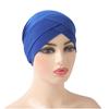 H117 Forehead Criss Cross Muslim Turban Pure Color Stretch Inner Hijabs For Caps Ready To Wear Women Head Scarf Under Bonnet