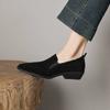 Krazing Pot Sheep Suede Round Toe Med Heels Summer Shoes Solid Big Size 42 Slip on Women Oxford Shoes Shallow Pumps